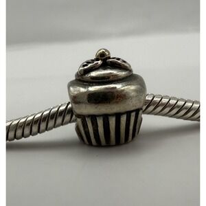 Authentic Pandora Cupcake Charm, 790417, Silver & 14K Gold, 925 ALE